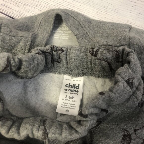 Caters Size 3-6M Grey Heather Fox Sweatsuit - Picture 4 of 5